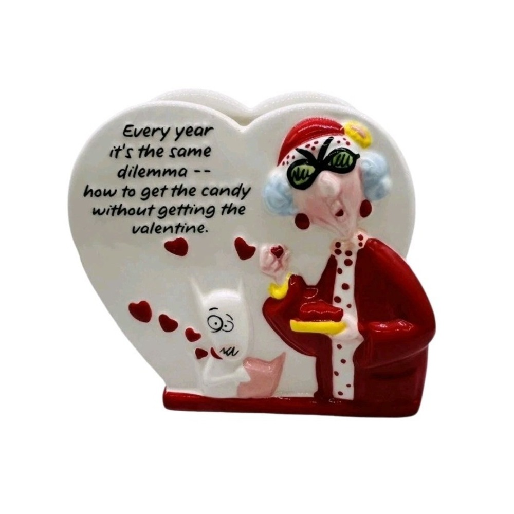 Vtg 80s Hallmark 3D Effect Valentine Planter Vase Ceramic With Crazing 5x5x2.5"